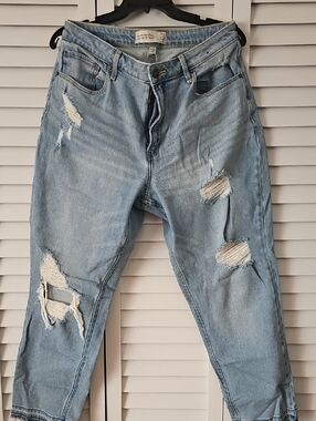 Light Blue Distressed Mom Jeans